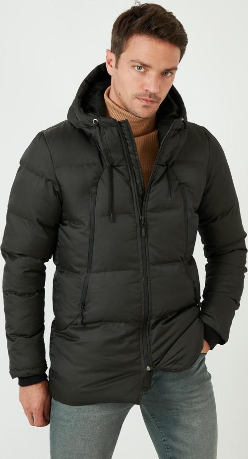 Kapüşonlu Suya ve Rüzgara Dayanıklı Soğuk Geçirmez Slim Fit Erkek Mont 5717101 HAKİ