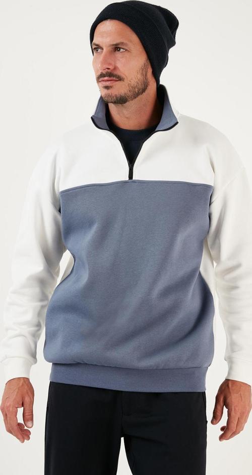 Regular Fit Fermuarlı Dik Yaka İçi Tüylü Yumuşak Şardonlu Kışlık Erkek Sweat 5905343 EKRU
