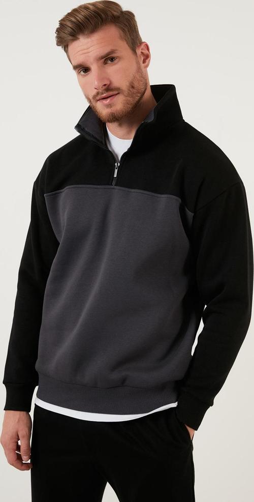 Regular Fit Fermuarlı Dik Yaka İçi Tüylü Yumuşak Şardonlu Kışlık Erkek Sweat 5905343 SİYAH