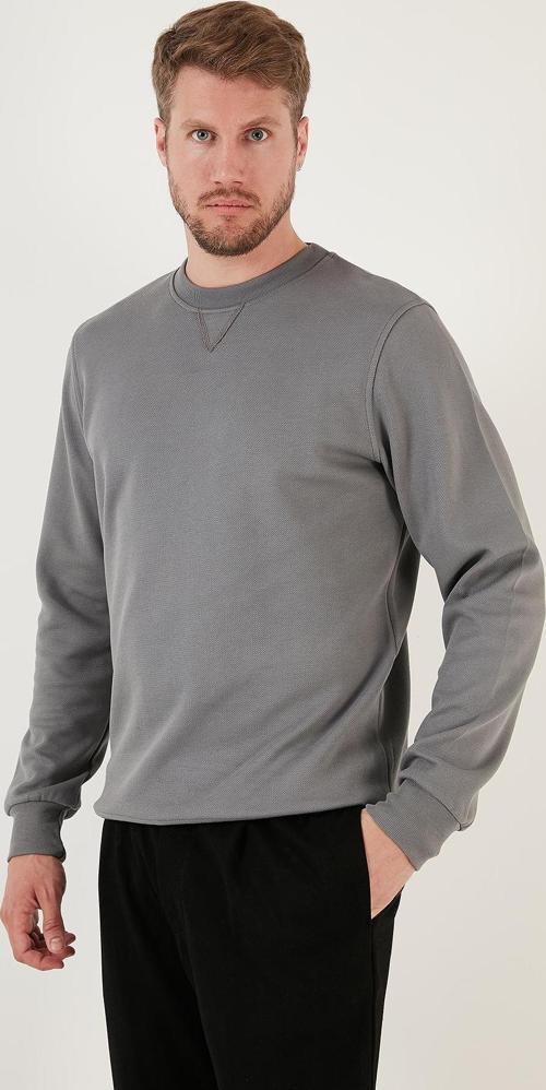 Pamuklu Relaxed Fit Bisiklet Yaka Erkek Sweat 5905453 AÇIK HAKİ