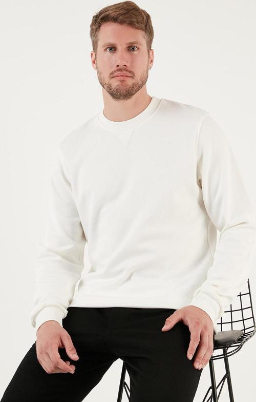Pamuklu Relaxed Fit Bisiklet Yaka Erkek Sweat 5905453 EKRU