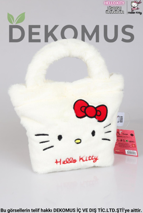 Dekomus İle Yeni Sezon Lisanslı Hello Kıtty Basıc Peluş El Çantası/Beslenme Çantası
