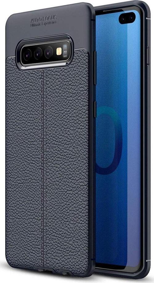 Samsung Galaxy S10 Plus Kılıf Darbe Korumalı Deri Görünümlü Silikon Arka Kapak - Lacivert