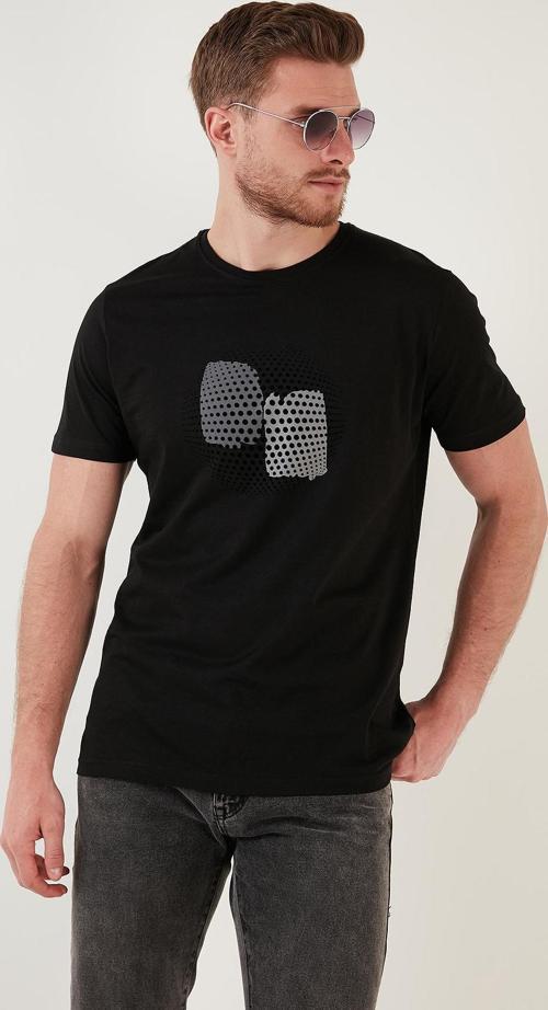 Baskılı Bisiklet Yaka % 100 Pamuk Slim Fit Erkek T Shirt 646B3950 SİYAH