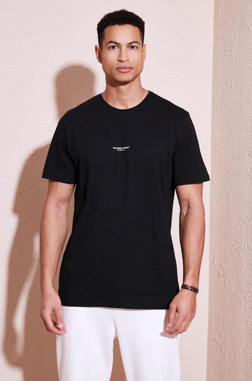 % 100 Pamuk Bisiklet Yaka Regular Fit Erkek T Shirt 5902757 SİYAH