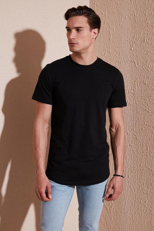 % 100 Pamuk Regular Fit Bisiklet Yaka T shirt Erkek T Shirt 5902511 SİYAH