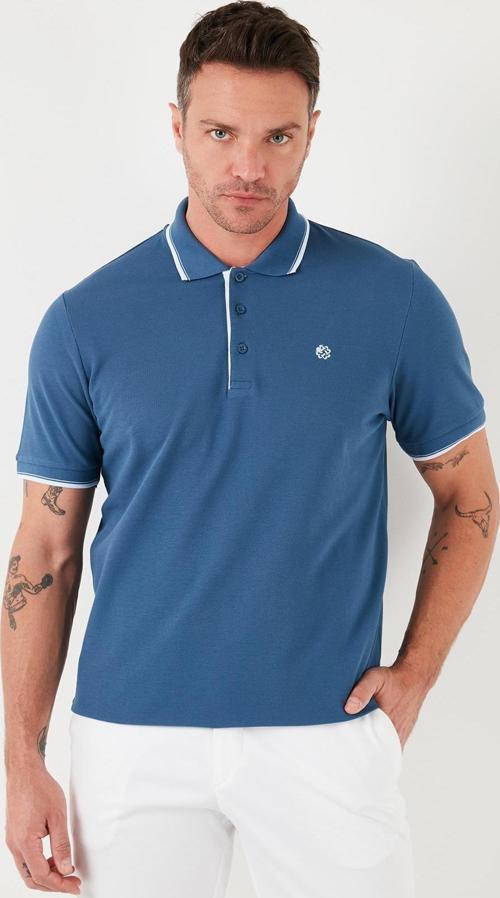 % 100 Pamuk Düğmeli Slim Fit Erkek Polo Yaka T Shirt 5902118 KOYU MAVİ