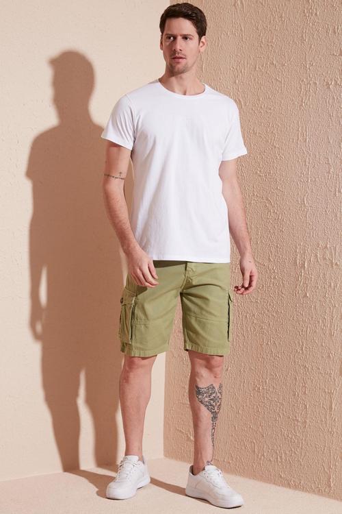Bisiklet Yaka % 100 Pamuk Slim Fit Erkek T Shirt 541TACTICAL BEYAZ