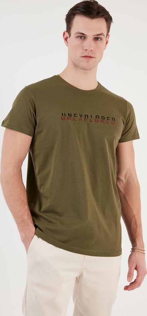 Bisiklet Yaka % 100 Pamuklu Slim Fit Erkek T Shirt 541UNEXPLORED24 HAKİ