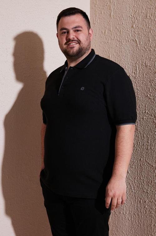 Büyük Beden Pamuklu Regular Fit Erkek Polo Yaka T Shirt 5902118B SİYAH