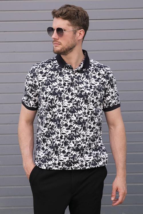 Desenli Pamuklu Slim Fit Erkek Polo Yaka T Shirt 646B3550 ANTRASİT