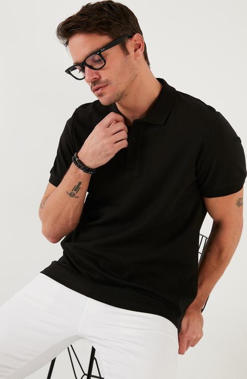 Pamuklu Regular Fit Düğmeli Erkek Polo Yaka T Shirt 5902281 SİYAH