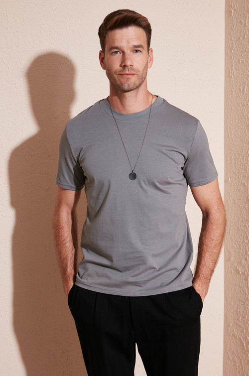 Pamuklu Regular Fit Bisiklet Yaka Basic Erkek T Shirt 59020201 AÇIK HAKİ