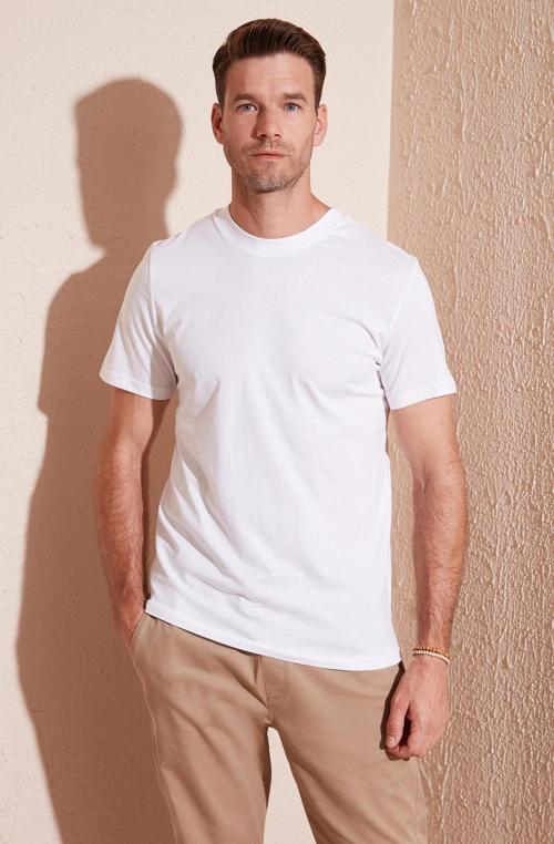 Pamuklu Regular Fit Bisiklet Yaka Basic Erkek T Shirt 59020201 BEYAZ