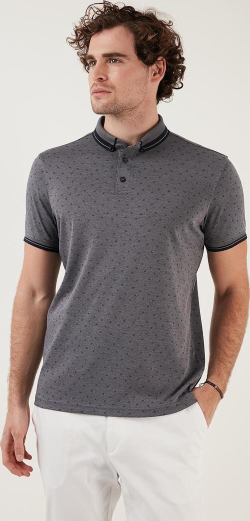 Pamuk Karışımlı Desenli Slim Fit Erkek Polo Yaka T Shirt 646B3250 LACİVERT