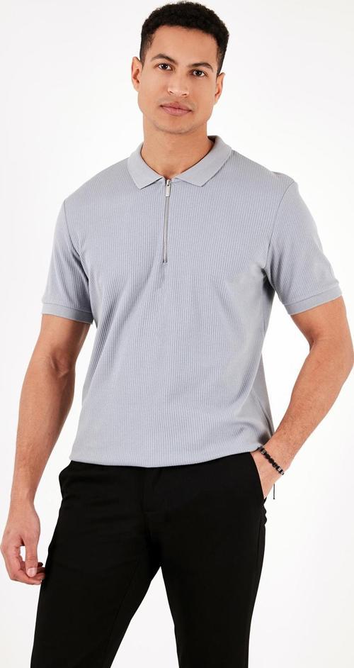 Pamuklu Regular Fit Fermuarlı Erkek Polo Yaka T Shirt 5902738 AÇIK GRİ