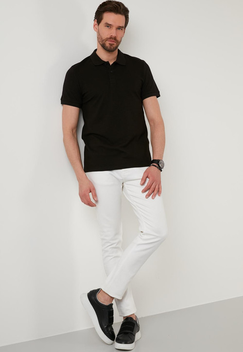 Regular Fit Pamuklu Düğmeli Erkek Polo Yaka T Shirt 5902326 SİYAH