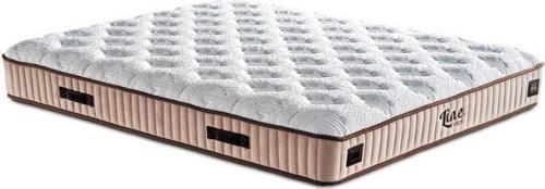 Line Visco Yatak 150x200 cm Çift Kişilik 28 cm Visco Süngerli Yaylı Lüks Yatak Orta Sert Krem Kumaş