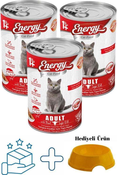 Sığır Etli Yetişkin Yaş Konserve Kedi Maması 400 G - 3 Adet
