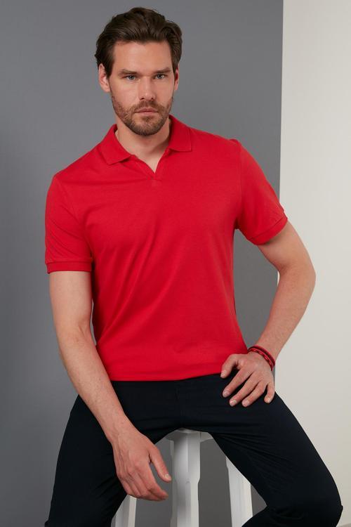 Regular Fit Pamuklu Erkek Polo Yaka T Shirt 5902141 KIRMIZI