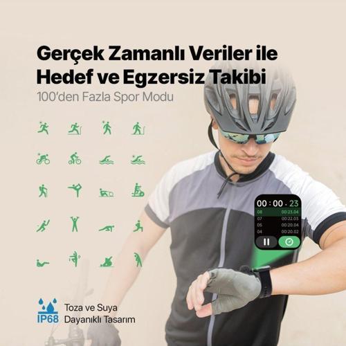Tempus Pro 47Mm Amoled Ekranlı Dikdörtgen Kasa Akıllı Saat