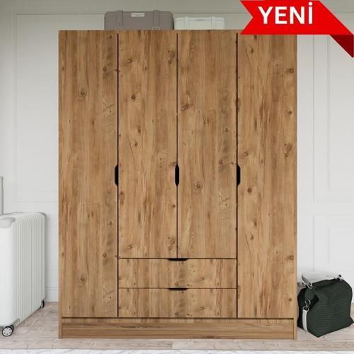 Atlas 4 Kapılı 2 Çekmeceli Gardırop