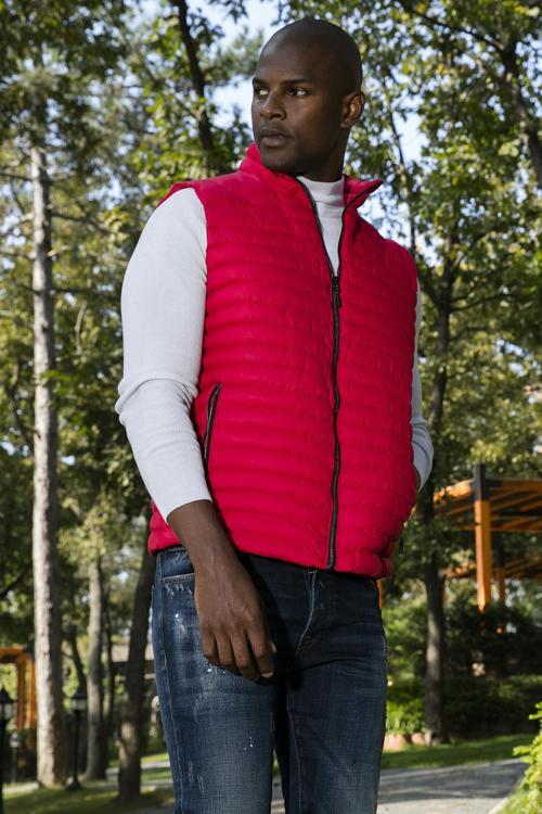 Slim Fit Suya ve Rüzgara Dayanıklı Dik Yaka Konforlu Şişme Erkek Yelek 649020 KIRMIZI