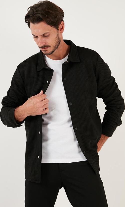 Fitilli Çıtçıtlı Relaxed Fit Erkek Gömlek 5905510 SİYAH