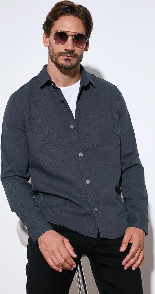 Pamuklu Tek Cepli Regular Fit Erkek Gömlek CF25W129140 ANTRASİT