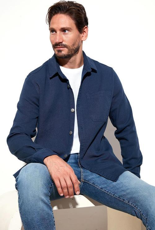 Pamuklu Tek Cepli Regular Fit Erkek Gömlek CF25W129140 LACİVERT