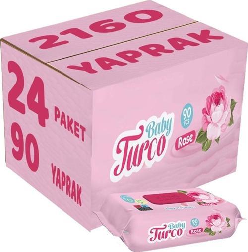 Islak Havlu Mendil 90 Yaprak Gül/Rose 24 Lü Set 2160 Yaprak Plastik Kapaklı