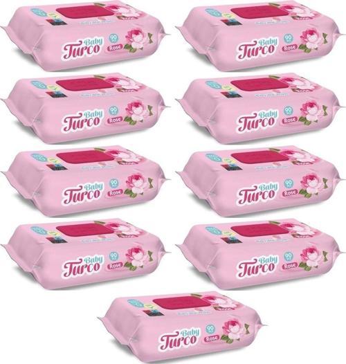 Islak Havlu Mendil 90 Yaprak Gül/Rose 9 Lu Set 810 Yaprak Plastik Kapaklı