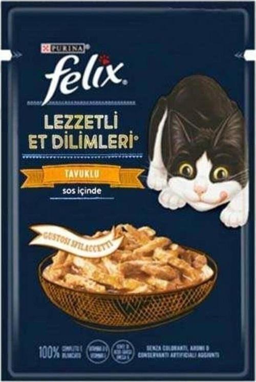 Lezzetli Et Dilimleri Tavuklu Yetişkin Yaş Kedi Maması 85Gr X 26 Adet