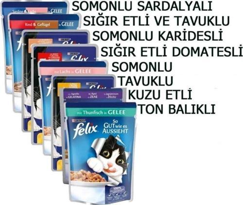 Karışık Pouch Yaş Kedi Maması 8 Adet