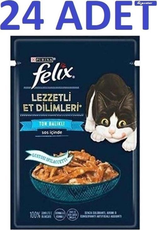 Ton Balıklı Lezzetli Et Dilimleri Yaş Kedi Maması 24 X 80 Gr.