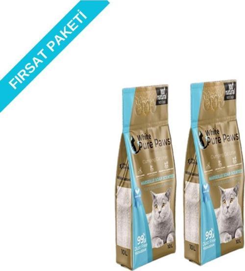 Ince Taneli Doğal Bentonit Marsilya Sabunlu Kedi Kumu 10 Lt X 2