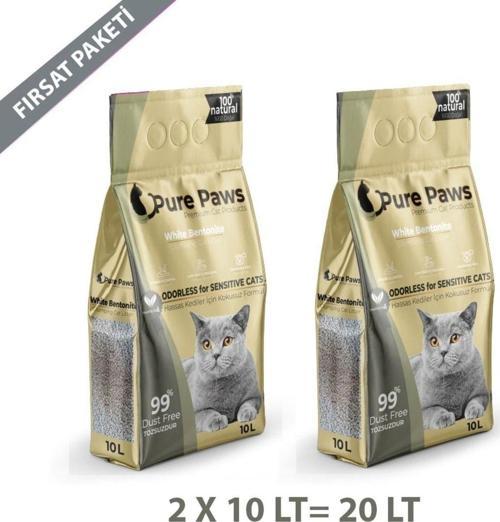 Ince Taneli Kokusuz Bentonit Kedi Kumu 10 Litre X 2 Adet