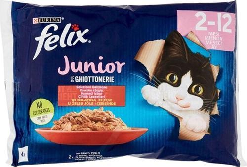 Felix Junior Tavuklu Ve Sığır Etli Yaş Kedi Maması 4 X 85 Gr Ekonomik Boy