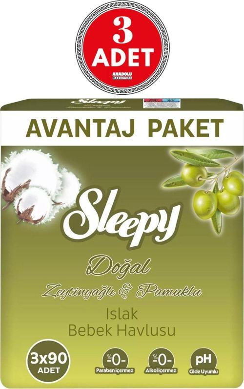 Islak Havlu Mendil 3X90 Yaprak Zeytinyağlı Avantaj Paketi Plastik Kapaklı 3 Adet