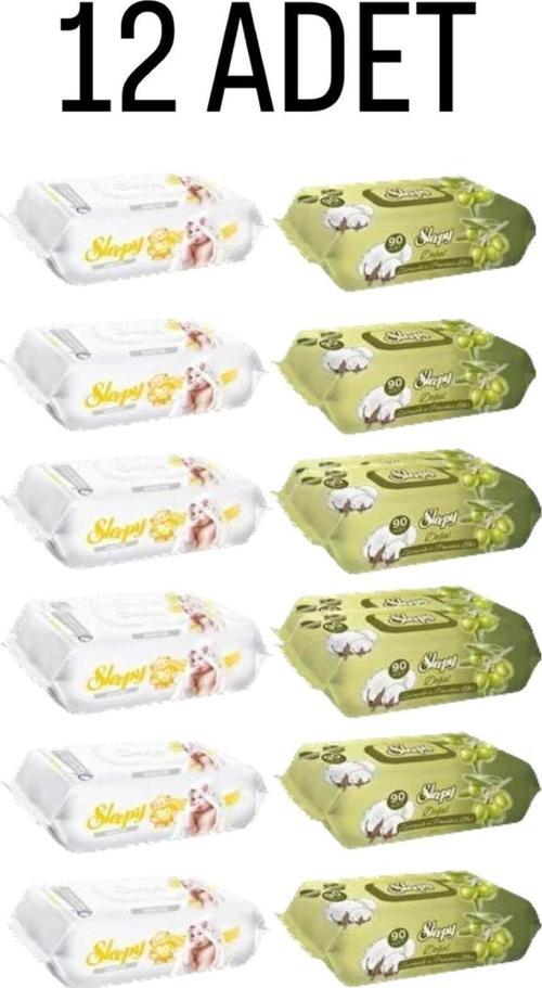 Sensitive Islak Havlu 6X90 Lı 540 Yaprak-Sleepy Zeytinyağlı Islak Havlu 6 Paket 540 Yaprak
