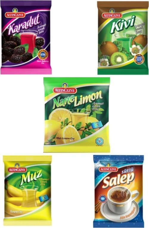 5 Lİ Paket (Kivi-Karadut-Nane Limon-Muz-Salep) 250 Gr x 5 Adet