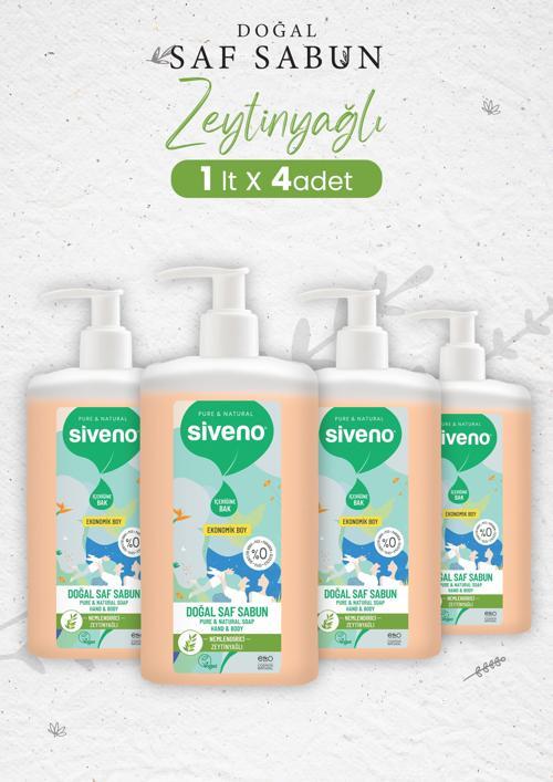 Doğal Saf Sıvı Sabun Zeytinyağlı 1 lt x 4 Adet