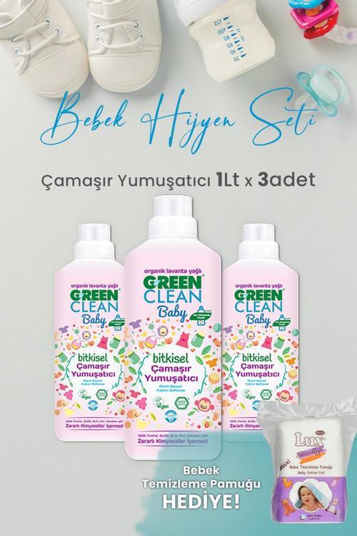 U Green Clean Baby Çamaşır Yumuşatıcı 1 L x 3 Adet ve Hediyeli