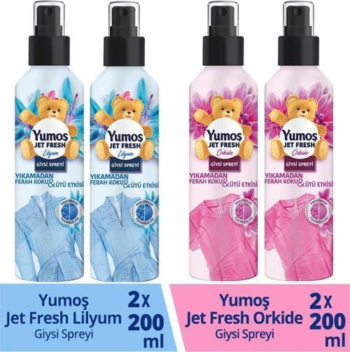 Jet Fresh Giysi Spreyi Lilyum 200 Ml 2 Adet+ Orkide 200 Ml 2 Adet