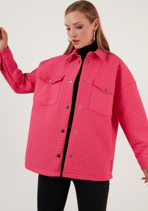 Oversize Cepli Kapitone Bayan Gömlek Ceket 42190505 FUŞYA