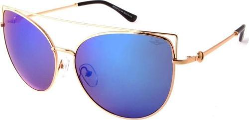Kadın Güneş Gözlüğü Cat Eyes Tasarım Gold Çerçeve Mor Aynalı Cam