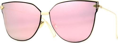Kadın Güneş Gözlüğü Cat Eyes Tasarım Gold Çerceve Pembe Cam