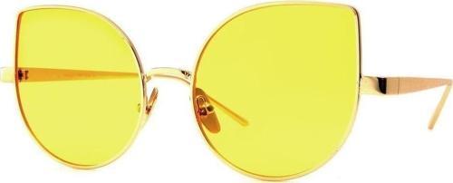 Kadın Güneş Gözlüğü Cat Eyes Tasarım Gold Çerceve Sarı Cam