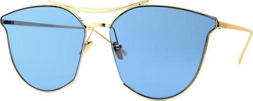 Kadın Güneş Gözlüğü Geometrik Tasarım Gold Çerceve Mavi Cam