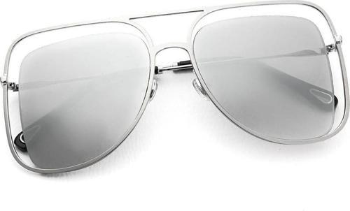 Kadın Güneş Gözlüğü Kare Tasarım Gümüş Çerçeve Gümüş Aynalı Cam